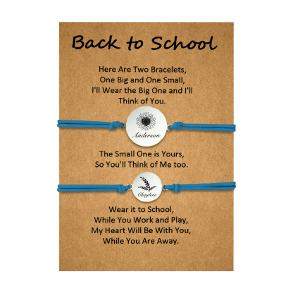 2 PCS Customized 2 Names Dandelion Pattern Elastic Stainless Steel Bracelet Back-To-School Gift For Daughter