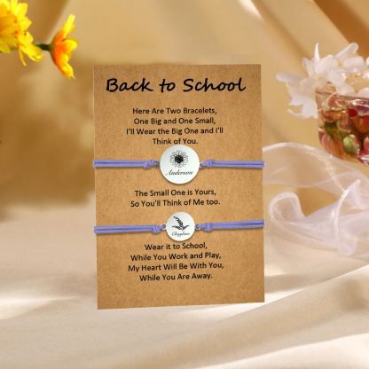 2 PCS Customized 2 Names Dandelion Pattern Elastic Stainless Steel Bracelet Back-To-School Gift For Daughter