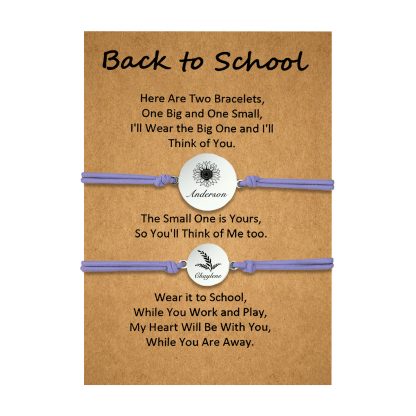 2 PCS Customized 2 Names Dandelion Pattern Elastic Stainless Steel Bracelet Back-To-School Gift For Daughter