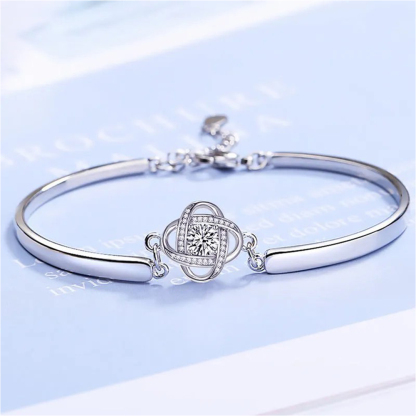 Jessemade UK Alloy Zircon Love Knot Bangle Bracelet for Women - Gifts for Her 20.99