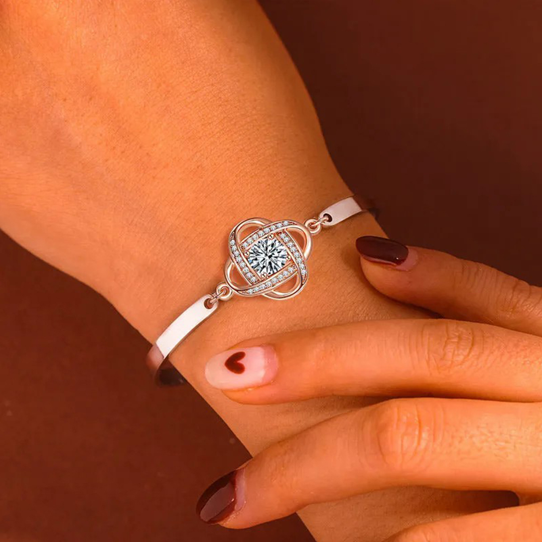 Alloy Zircon Love Knot Bangle Bracelet for Women - Gifts for Her