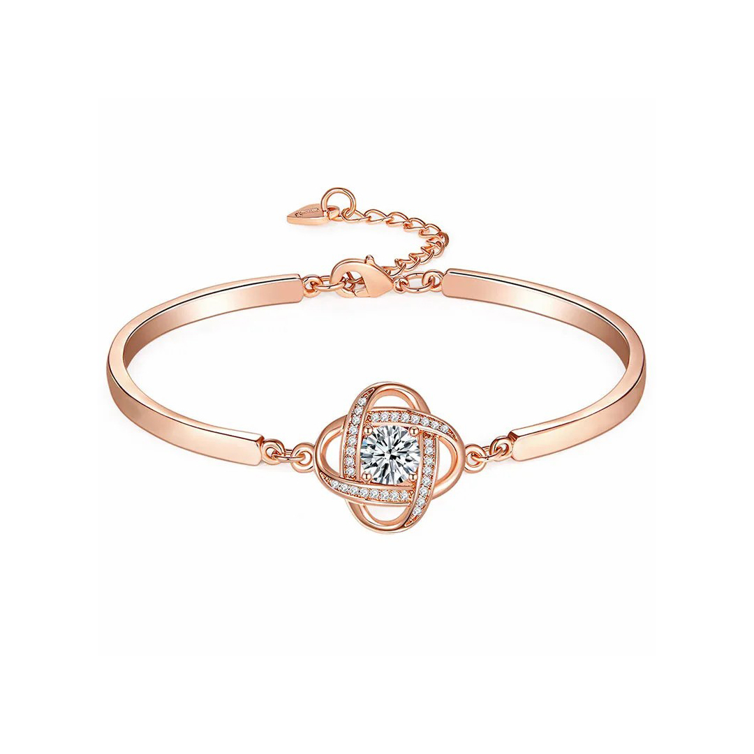 Alloy Zircon Love Knot Bangle Bracelet for Women - Gifts for Her