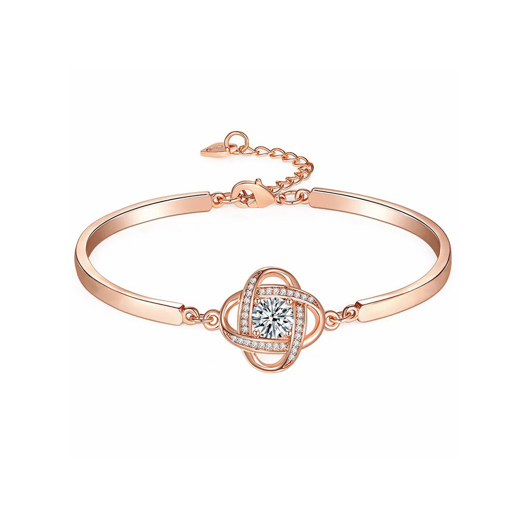 Alloy Zircon Love Knot Bangle Bracelet for Women - Gifts for Her
