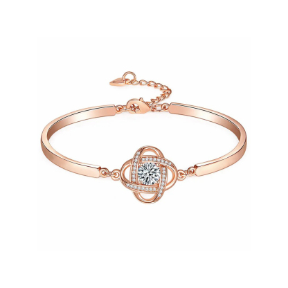 Alloy Zircon Love Knot Bangle Bracelet for Women - Gifts for Her