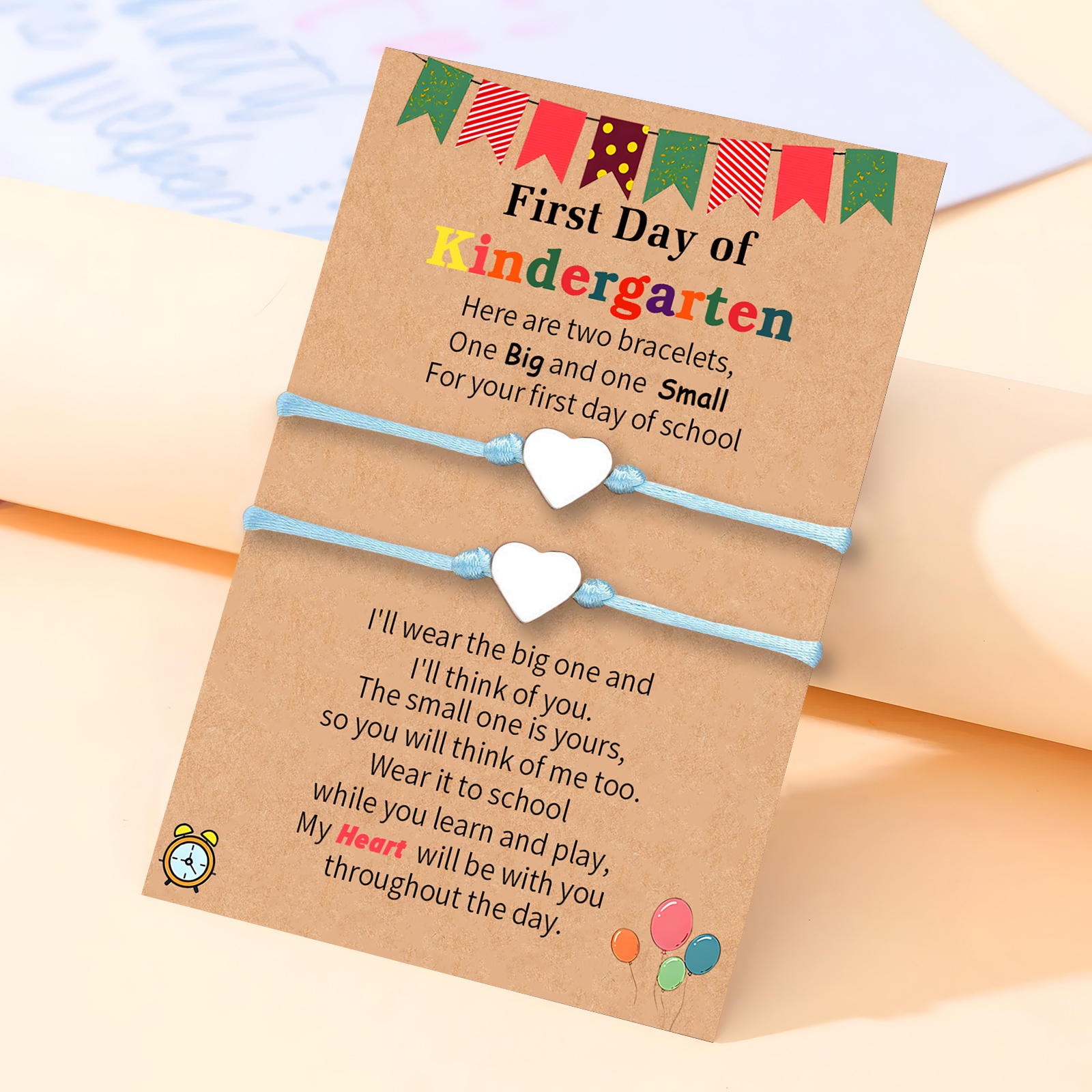 2 PCS Beautiful Heart Elastic Stainless Steel Bracelet, A Back-To-School Gift For Daughter