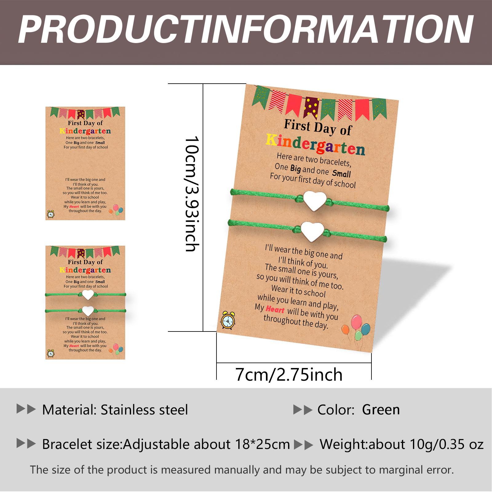 2 PCS Beautiful Heart Elastic Stainless Steel Bracelet, A Back-To-School Gift For Daughter