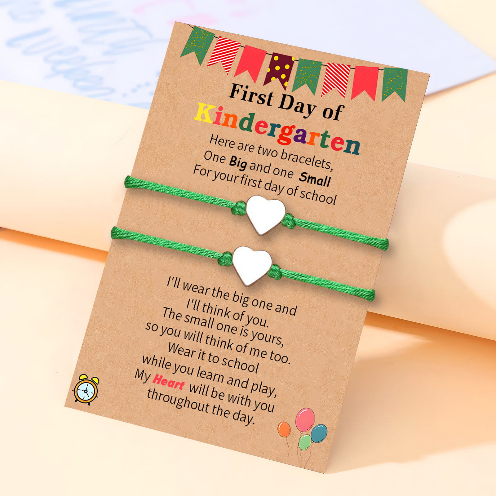 2 PCS Beautiful Heart Elastic Stainless Steel Bracelet, A Back-To-School Gift For Daughter