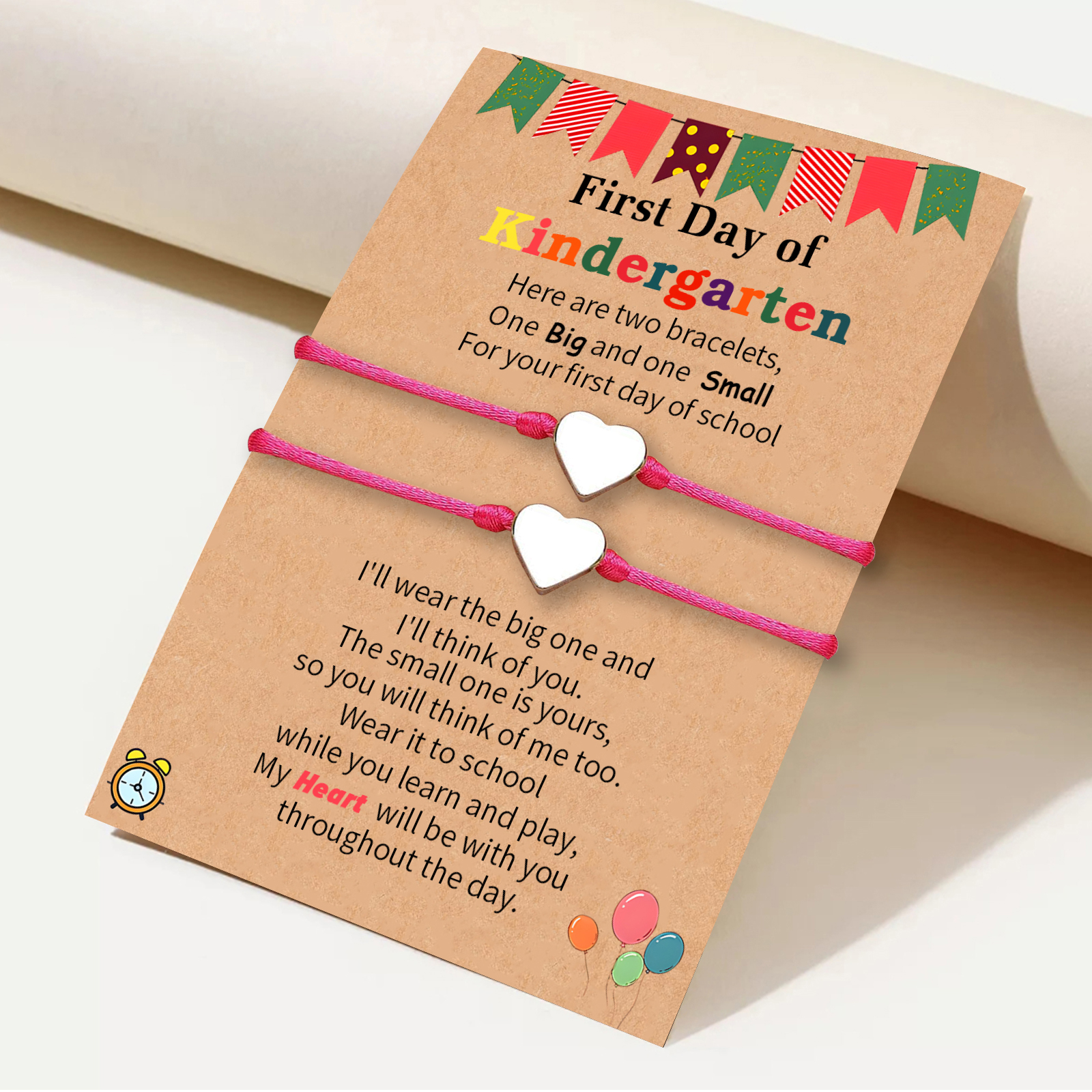 2 PCS Beautiful Heart Elastic Stainless Steel Bracelet, A Back-To-School Gift For Daughter