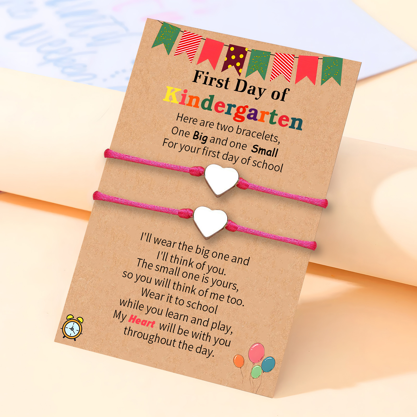 2 PCS Beautiful Heart Elastic Stainless Steel Bracelet, A Back-To-School Gift For Daughter