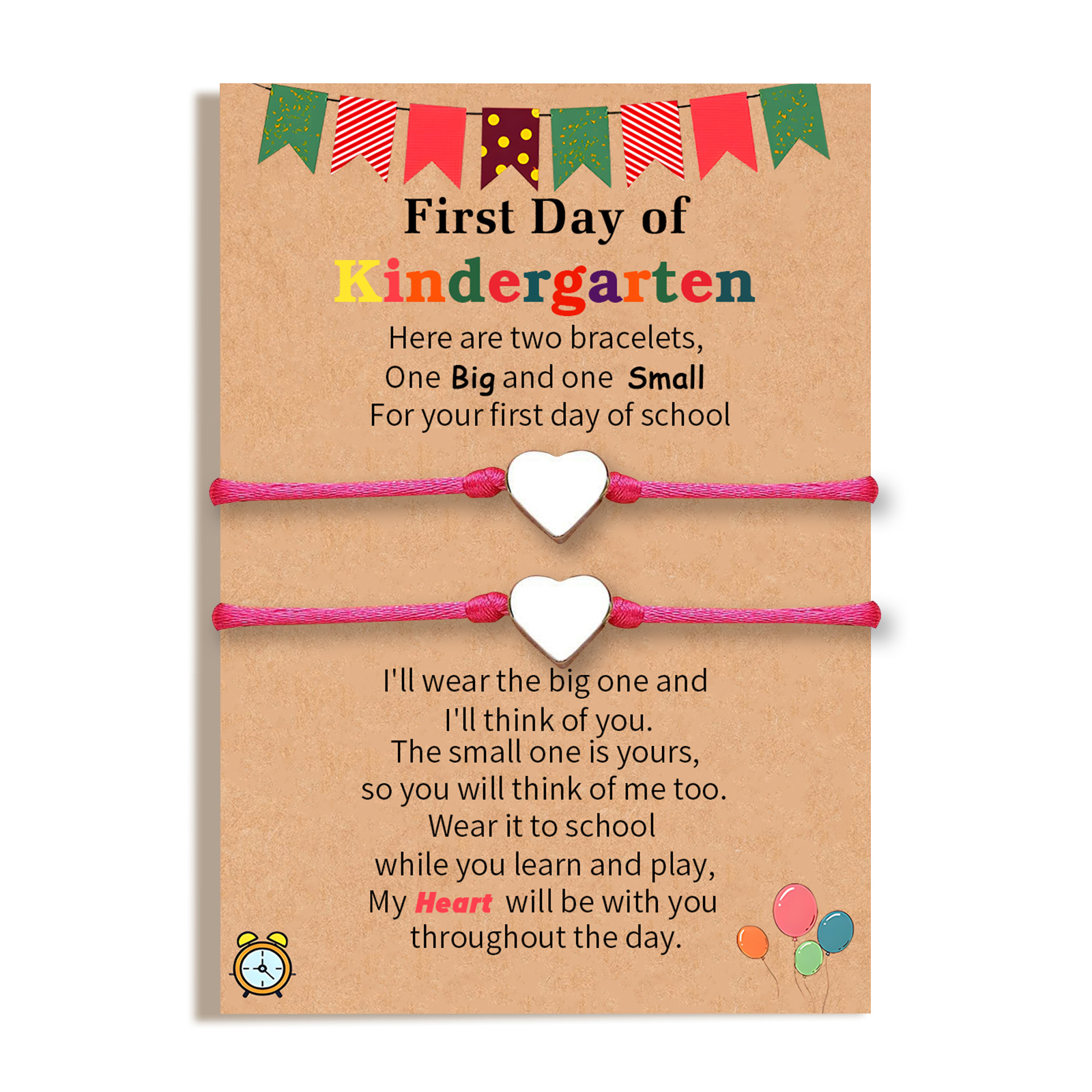 2 PCS Beautiful Heart Elastic Stainless Steel Bracelet, A Back-To-School Gift For Daughter