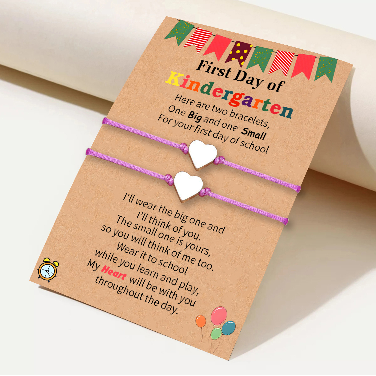 2 PCS Beautiful Heart Elastic Stainless Steel Bracelet, A Back-To-School Gift For Daughter