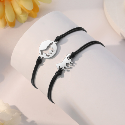 2pcs Horse Bracelet Stainless Steel Bear Braided Bracelet Back to School Gift For Kids