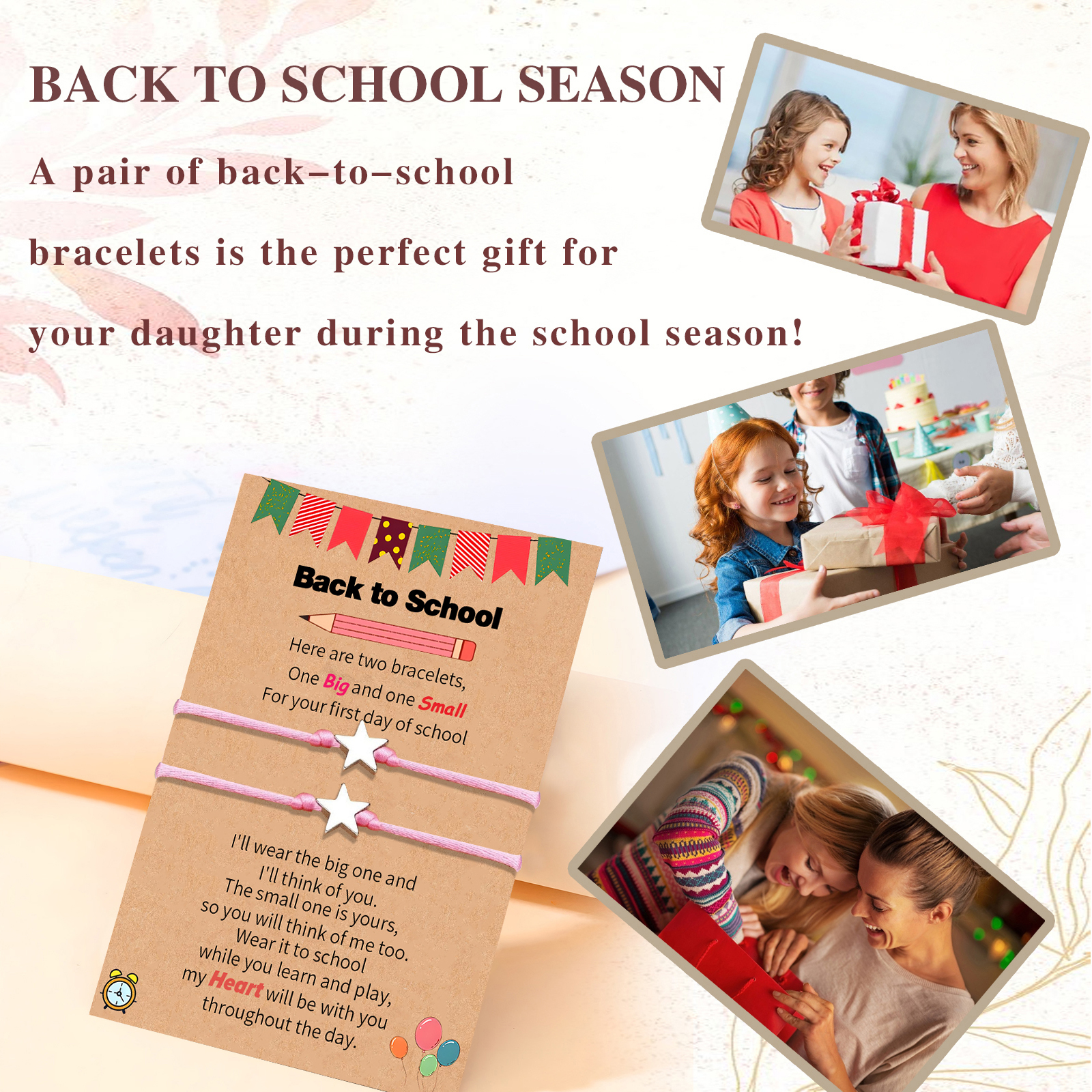 2 PCS Exquisite Five-Pointed Star Elastic Stainless Steel Bracelet, A Gift For My Daughter To Start School