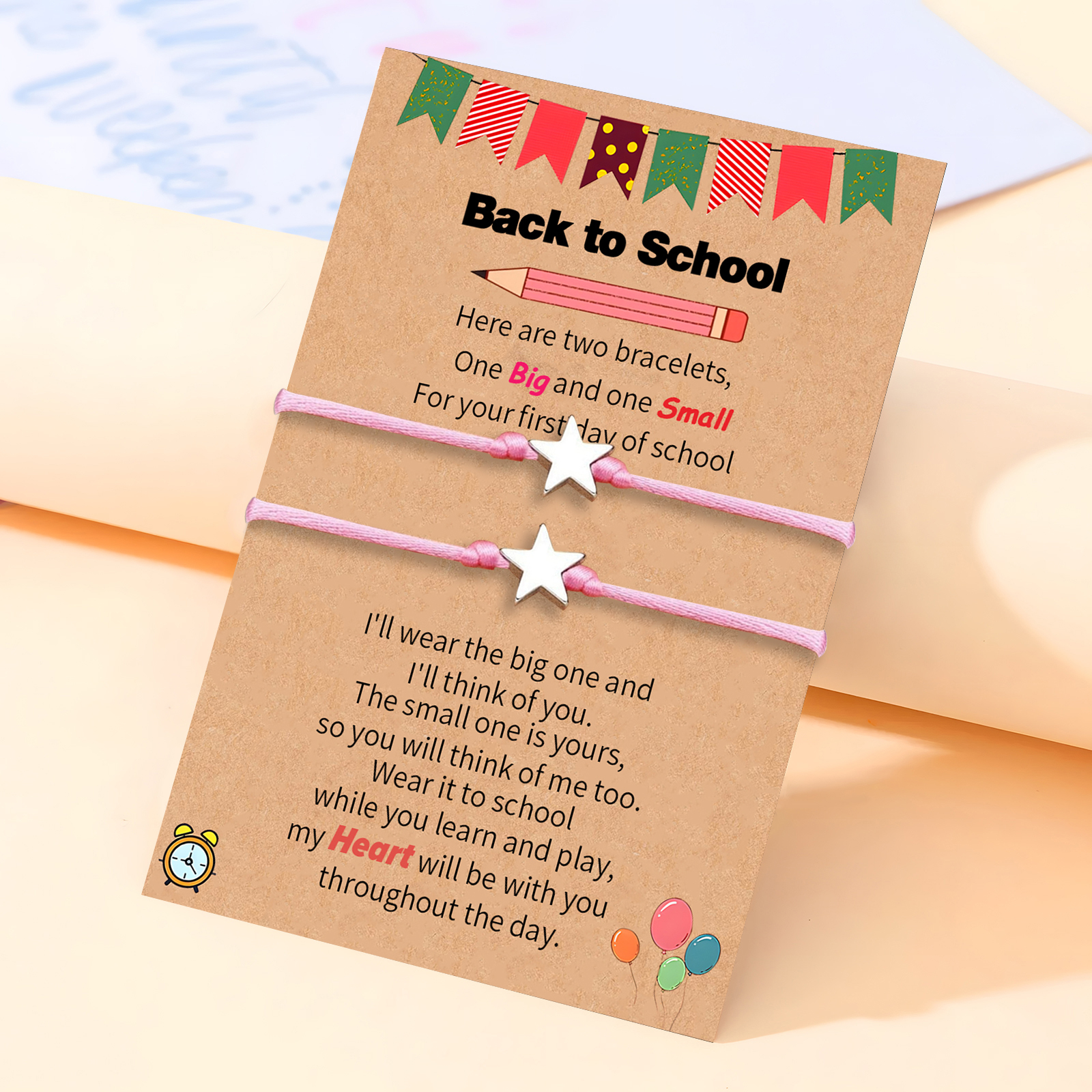 2 PCS Exquisite Five-Pointed Star Elastic Stainless Steel Bracelet, A Gift For My Daughter To Start School