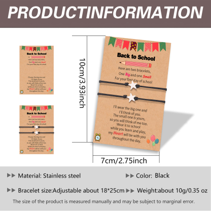 2 PCS Exquisite Five-Pointed Star Elastic Stainless Steel Bracelet, A Gift For My Daughter To Start School