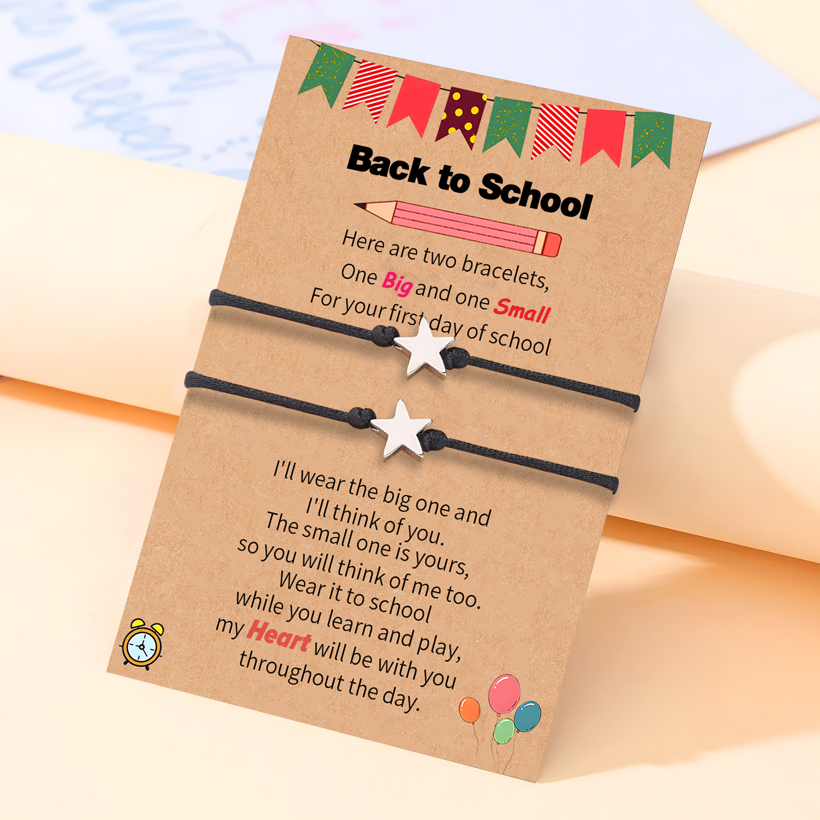 2 PCS Exquisite Five-Pointed Star Elastic Stainless Steel Bracelet, A Gift For My Daughter To Start School