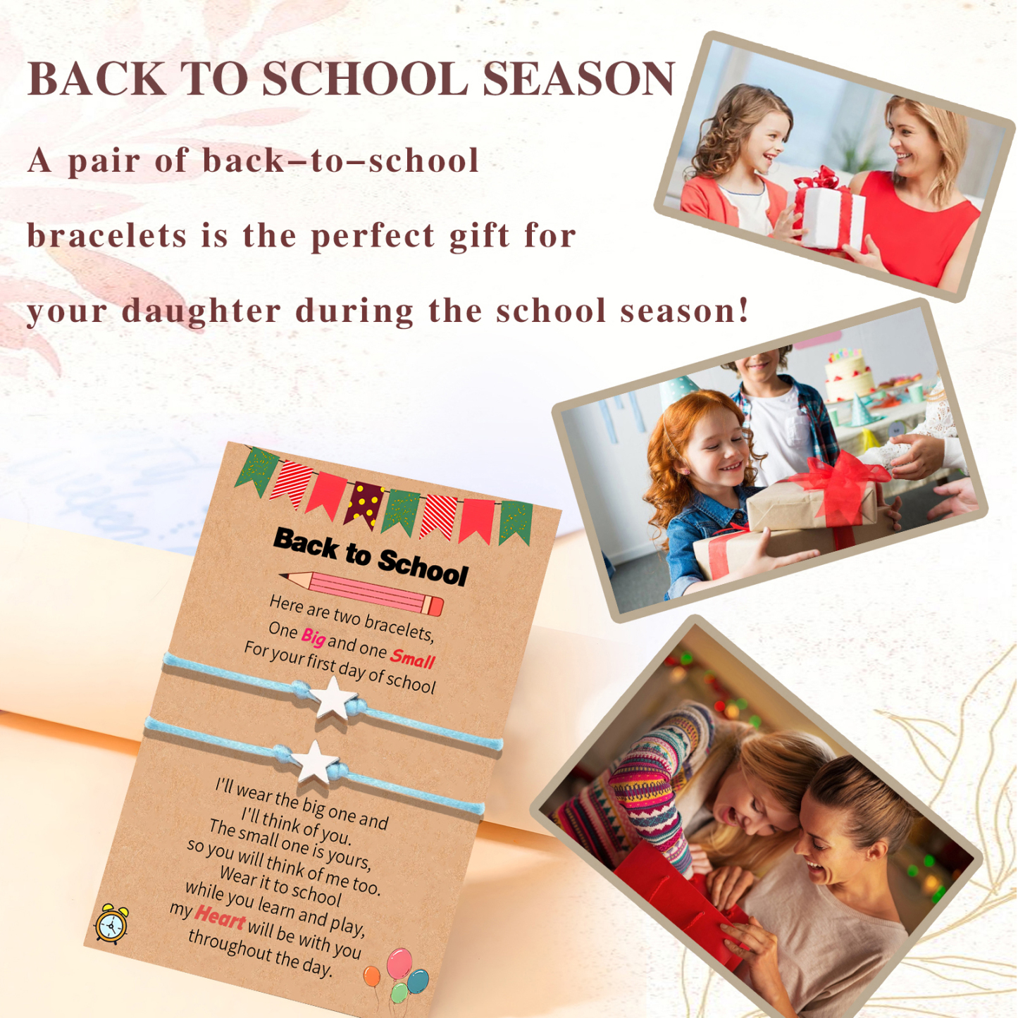 2 PCS Exquisite Five-Pointed Star Elastic Stainless Steel Bracelet, A Gift For My Daughter To Start School