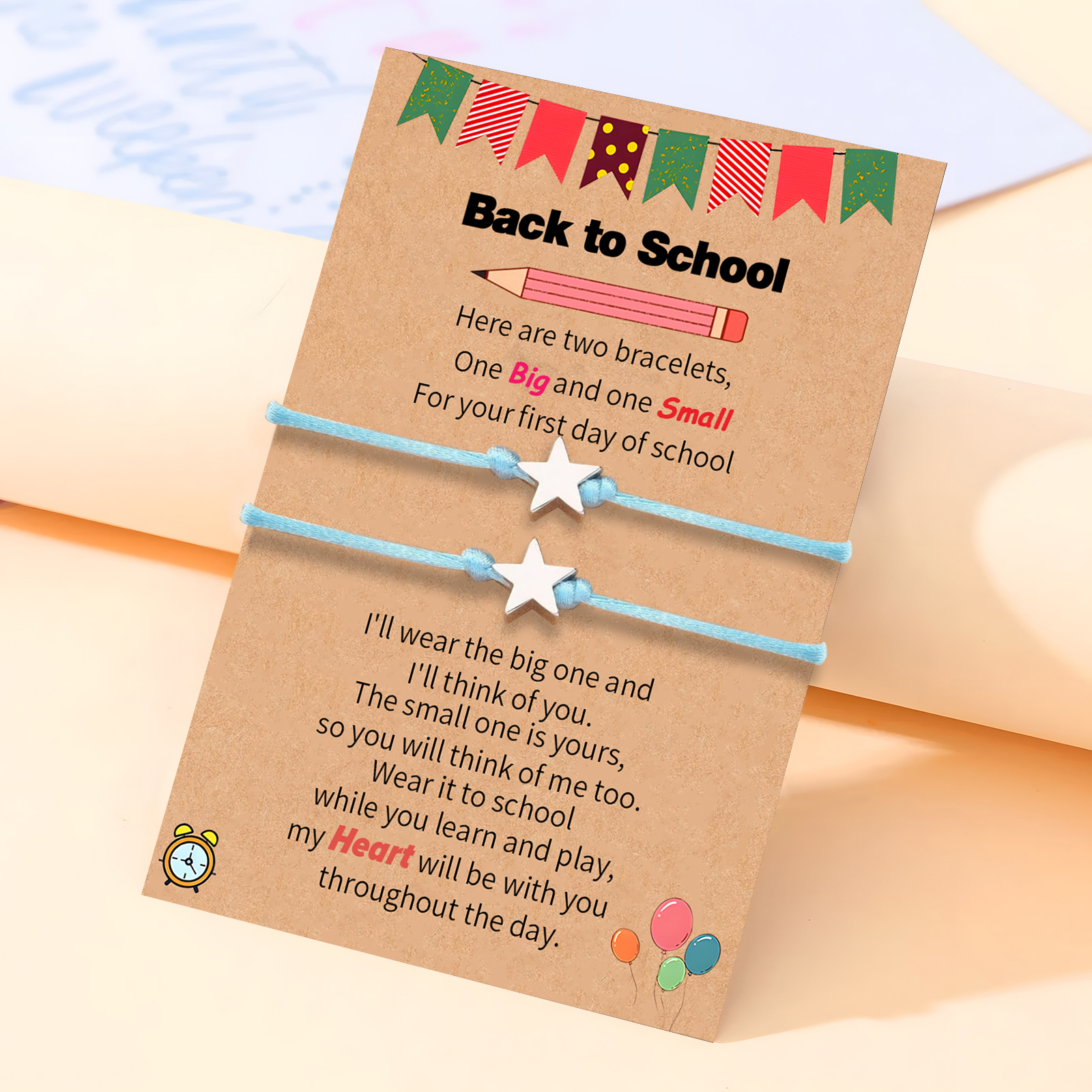 2 PCS Exquisite Five-Pointed Star Elastic Stainless Steel Bracelet, A Gift For My Daughter To Start School