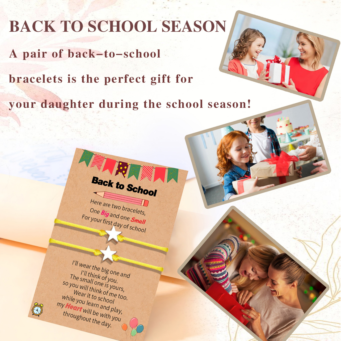 2 PCS Exquisite Five-Pointed Star Elastic Stainless Steel Bracelet, A Gift For My Daughter To Start School