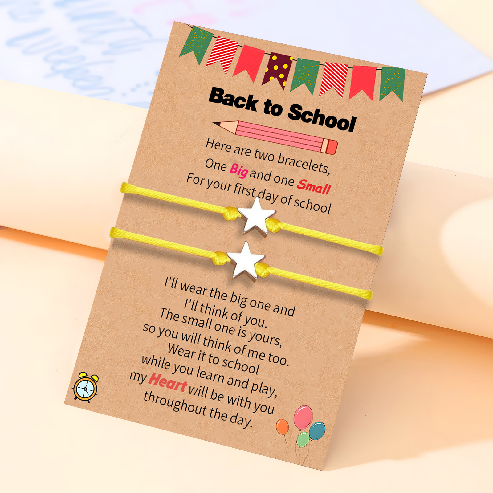 2 PCS Exquisite Five-Pointed Star Elastic Stainless Steel Bracelet, A Gift For My Daughter To Start School