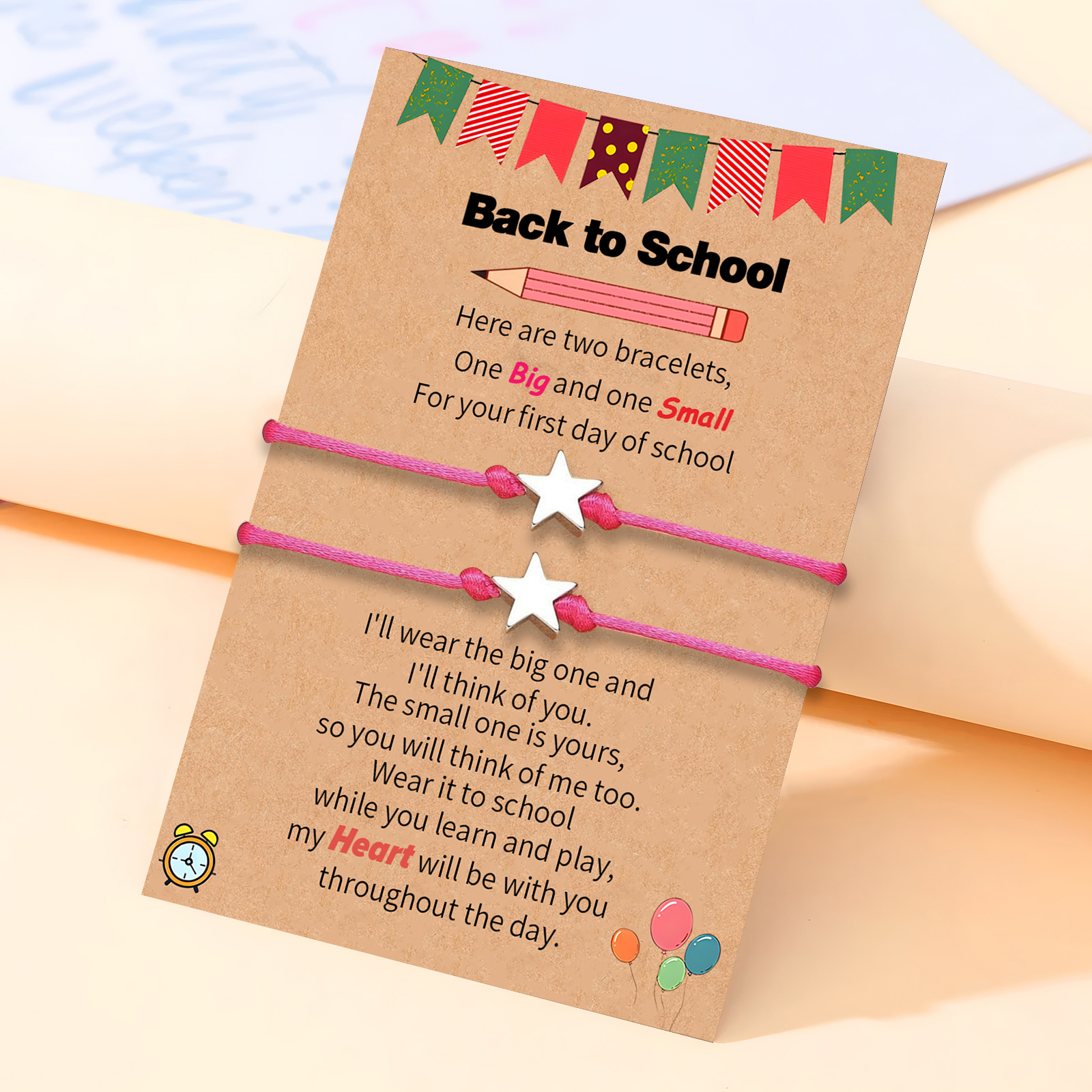 2 PCS Exquisite Five-Pointed Star Elastic Stainless Steel Bracelet, A Gift For My Daughter To Start School