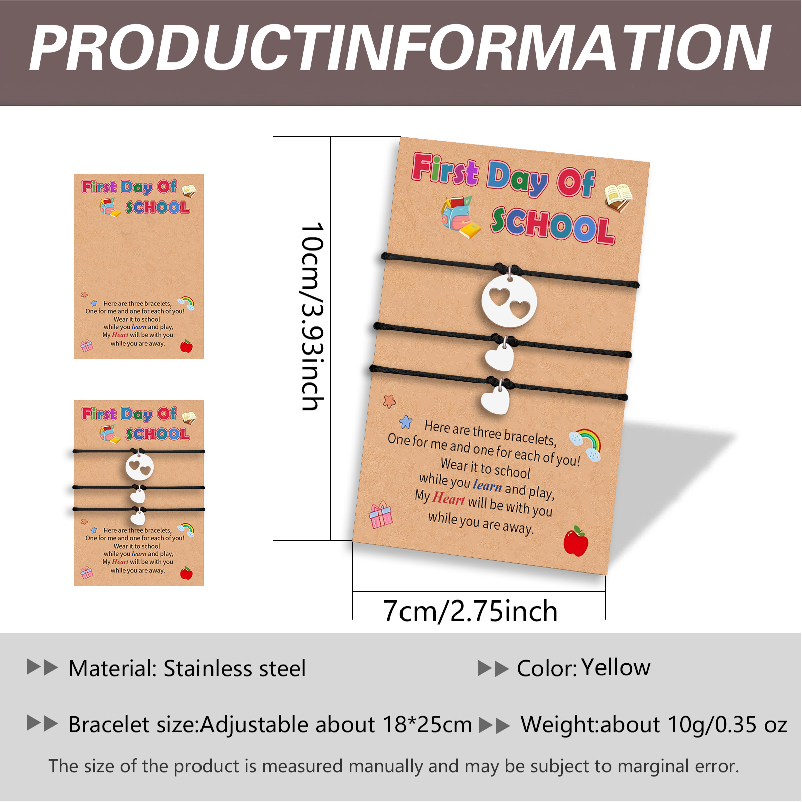 3 Love Elastic Stainless Steel Bracelets, A Back-To-School Gift For Daughter