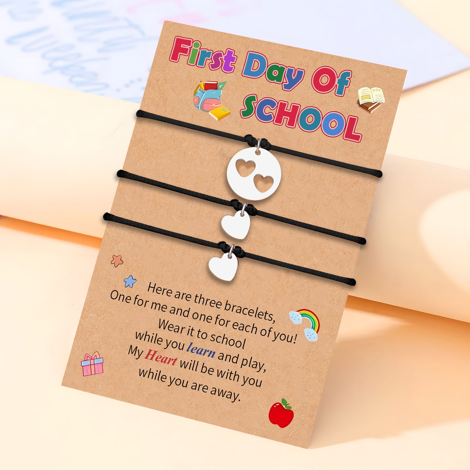 3 Love Elastic Stainless Steel Bracelets, A Back-To-School Gift For Daughter