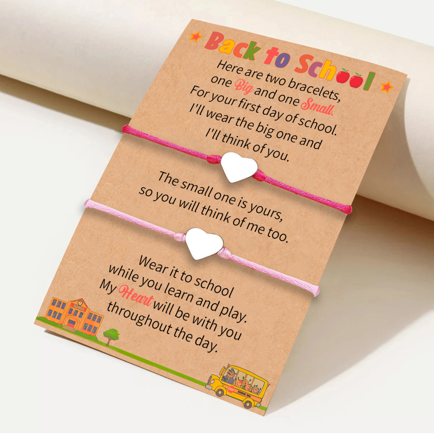 Rose Red & Pink Heart Elastic Stainless Steel Bracelet, A Back-To-School Gift For Daughter