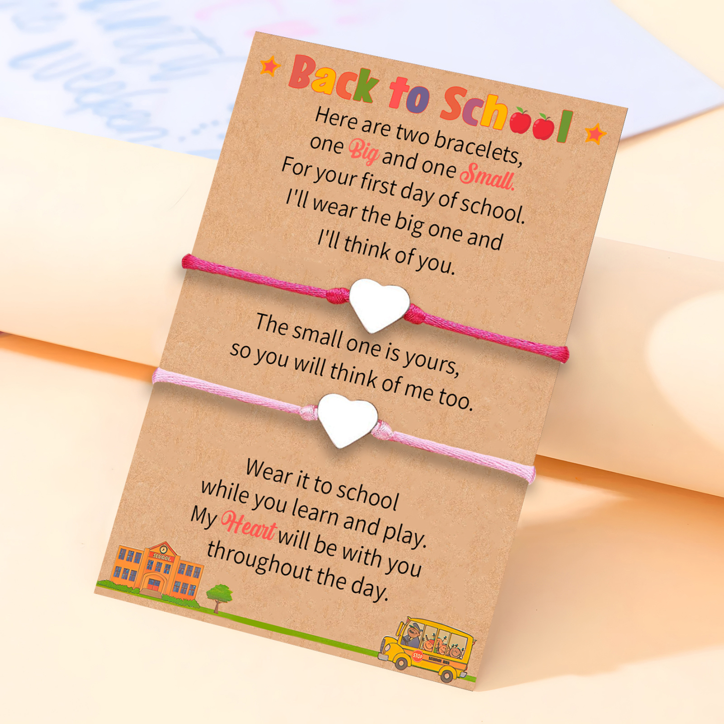 Jessemade UK Rose Red & Pink Heart Elastic Stainless Steel Bracelet, A Back-To-School Gift For Daughter 19.99