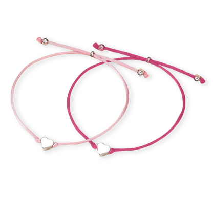 Rose Red & Pink Heart Elastic Stainless Steel Bracelet, A Back-To-School Gift For Daughter
