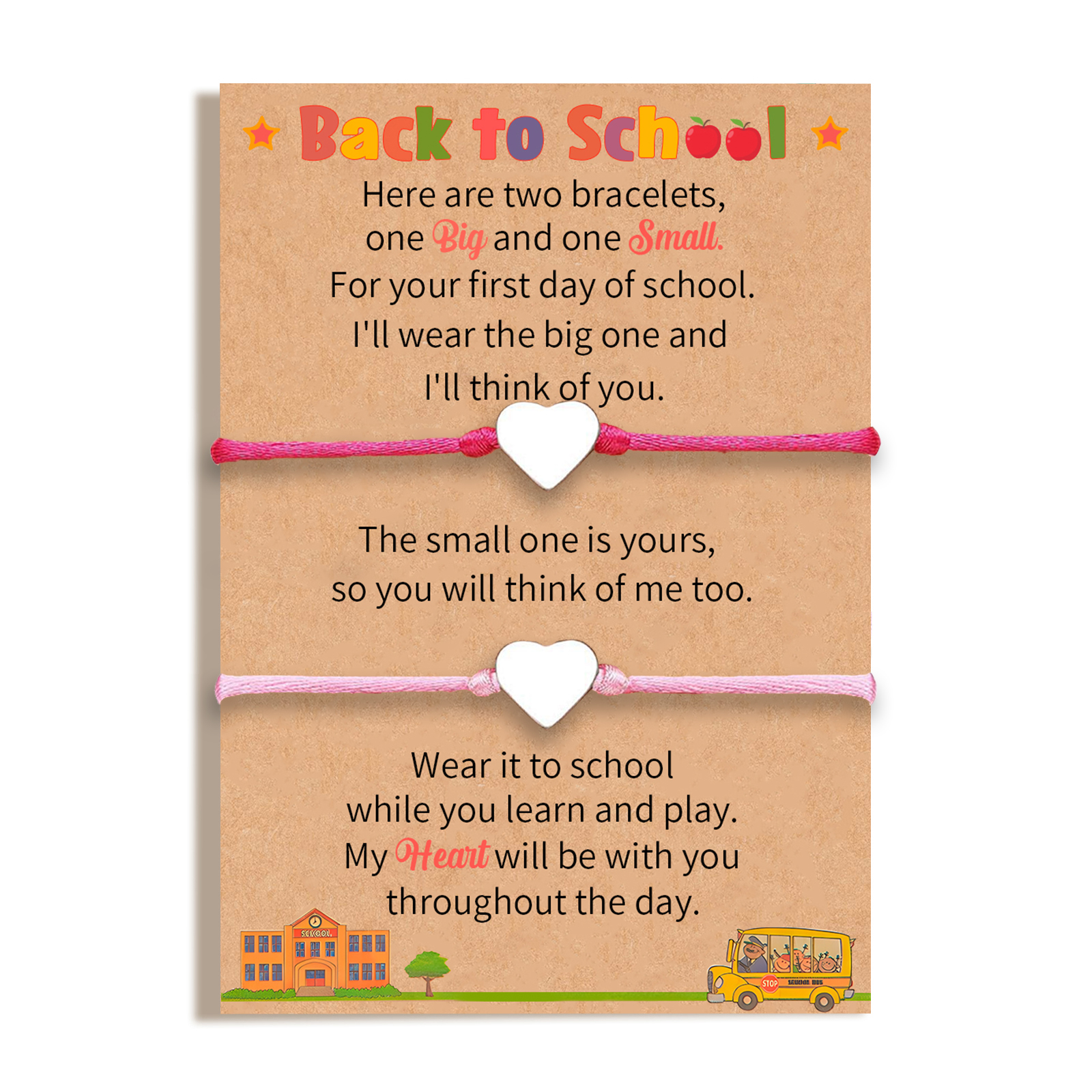 Rose Red & Pink Heart Elastic Stainless Steel Bracelet, A Back-To-School Gift For Daughter