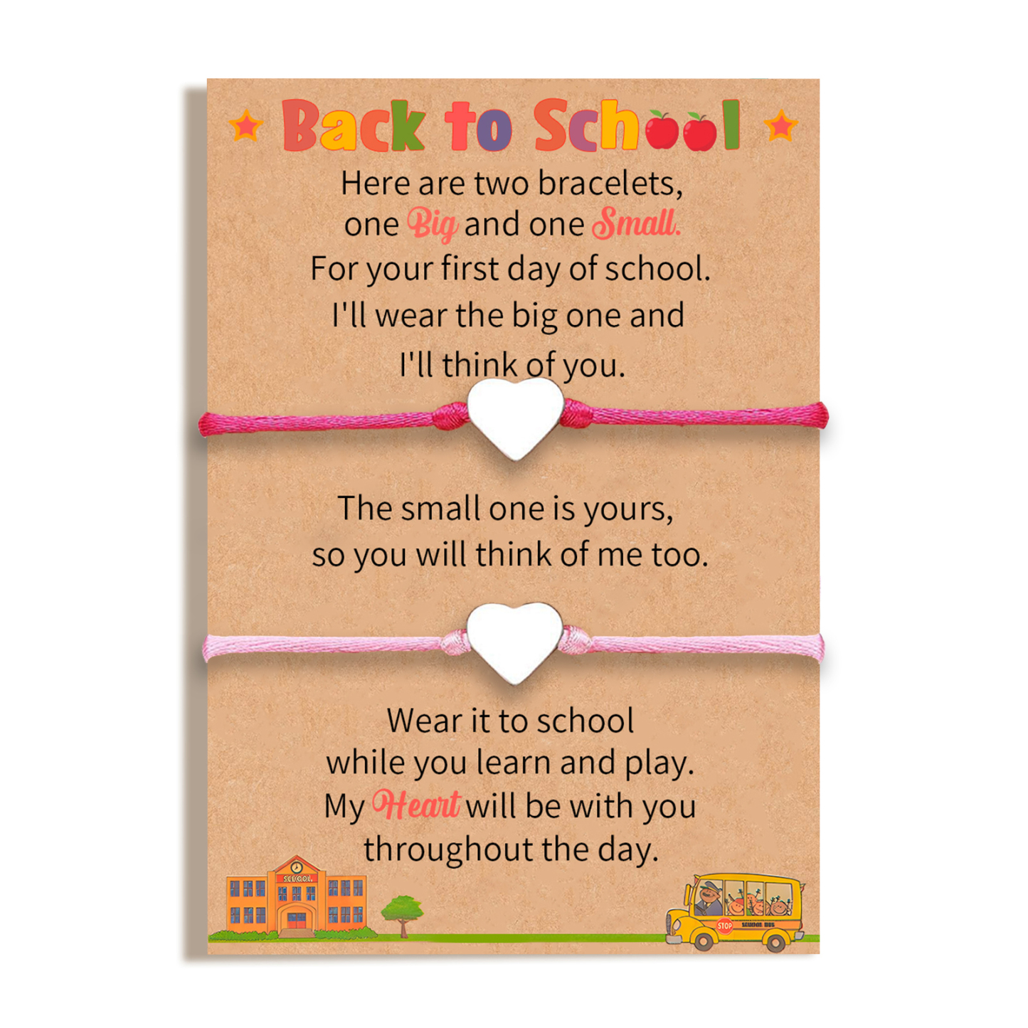 Rose Red & Pink Heart Elastic Stainless Steel Bracelet, A Back-To-School Gift For Daughter