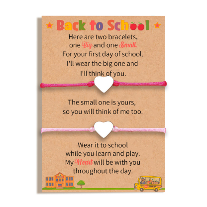 Rose Red & Pink Heart Elastic Stainless Steel Bracelet, A Back-To-School Gift For Daughter