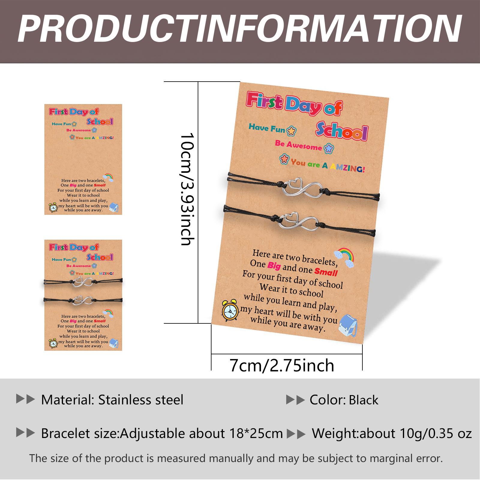 2 PCS Love Elastic Stainless Steel Bracelets, Back-To-School Gifts For Son/Daughter