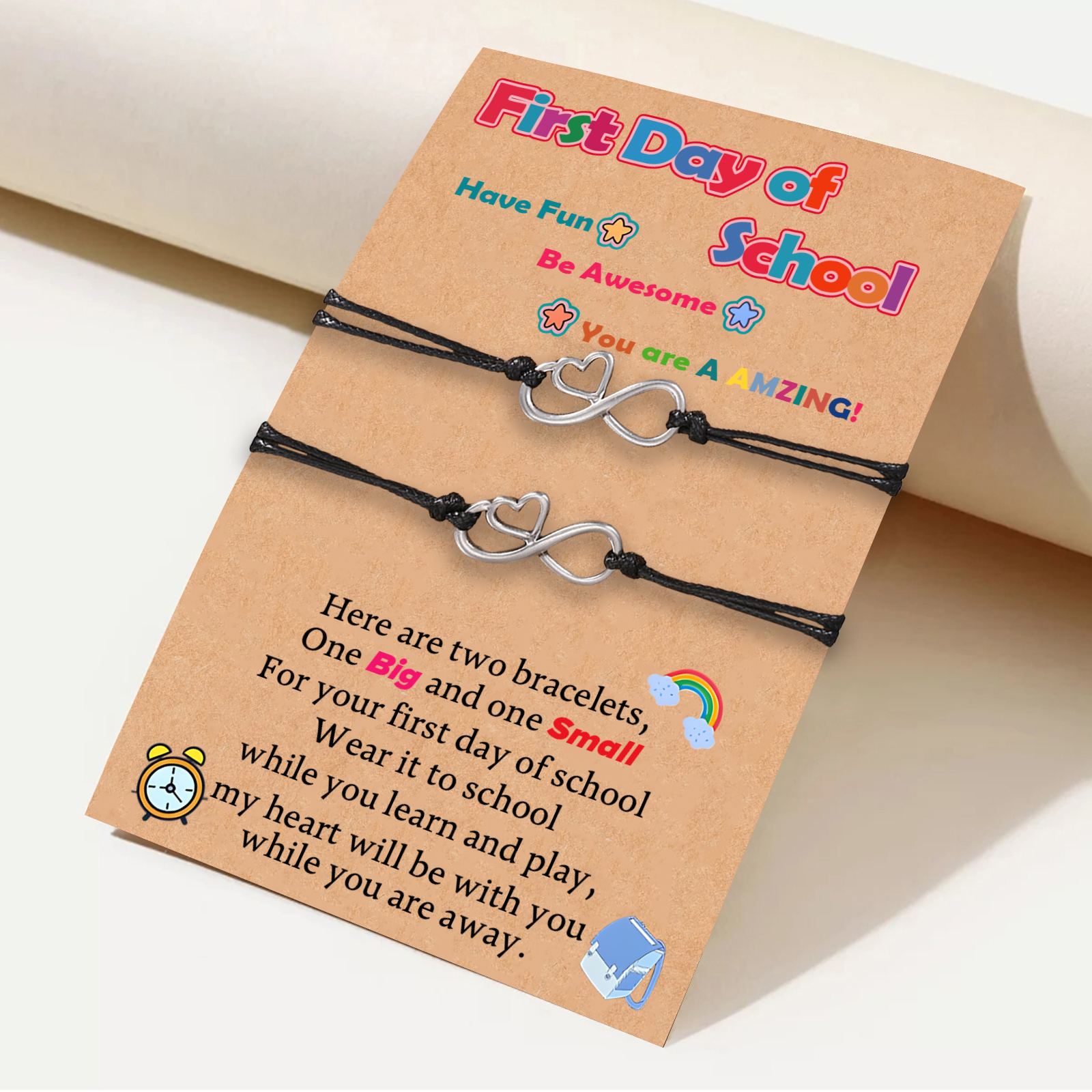 2 PCS Love Elastic Stainless Steel Bracelets, Back-To-School Gifts For Son/Daughter