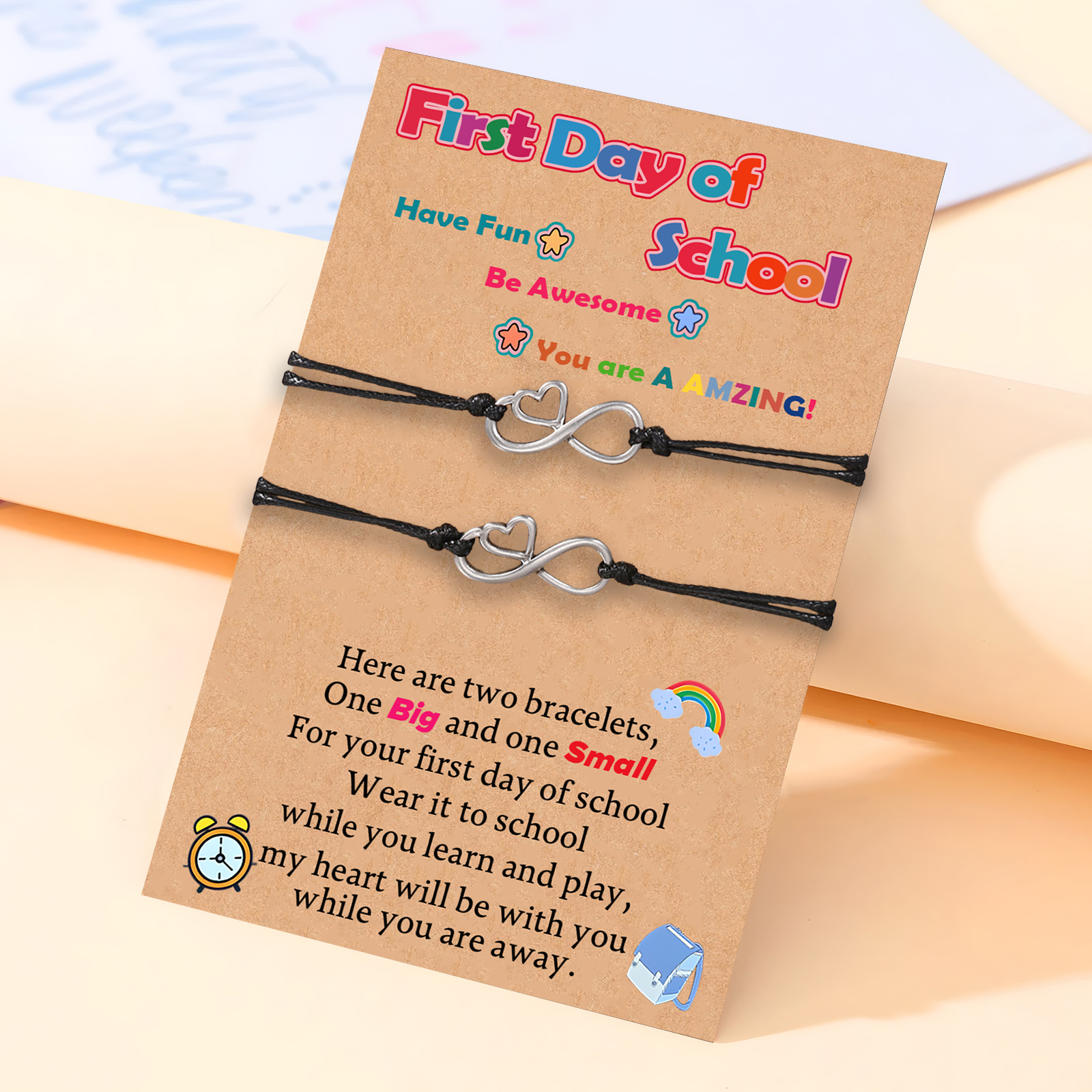 2 PCS Love Elastic Stainless Steel Bracelets, Back-To-School Gifts For Son/Daughter