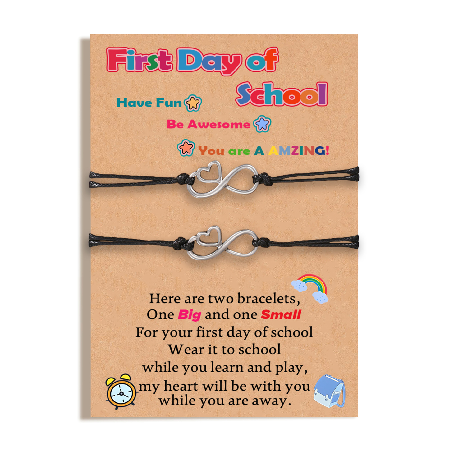 2 PCS Love Elastic Stainless Steel Bracelets, Back-To-School Gifts For Son/Daughter