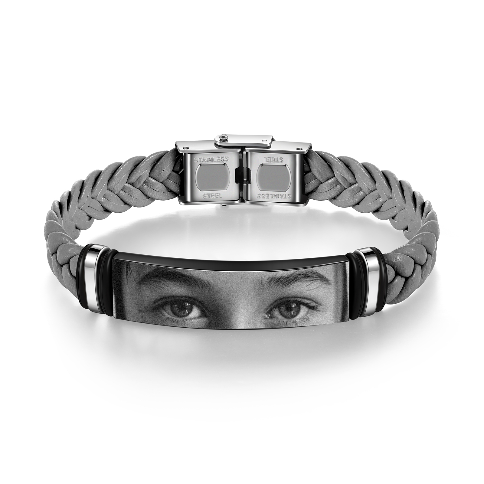 Personalised Photo Bracelet with Custom Leather Band – Men's Memory Gift for Him | Jessmade