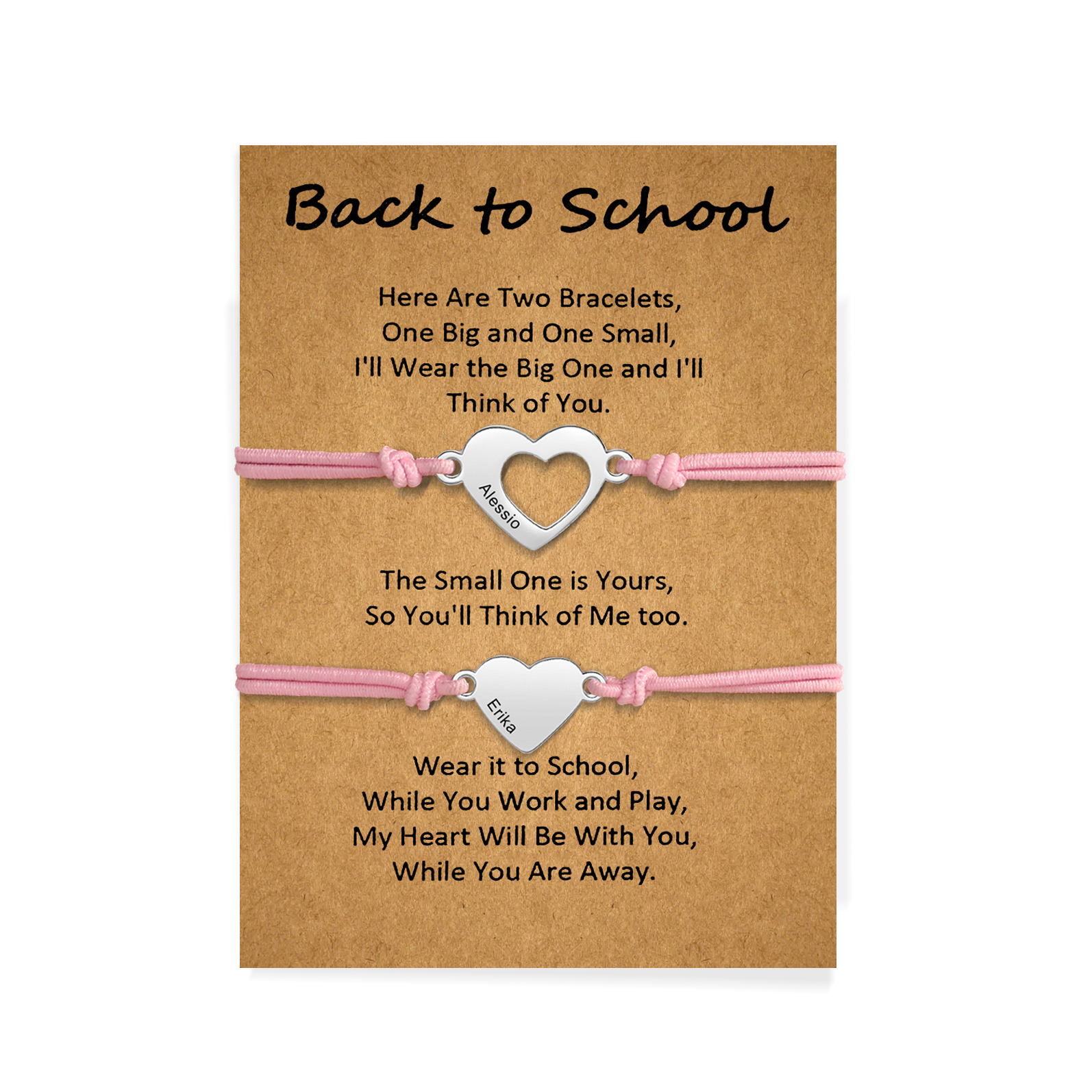 Personalized Name Leather Stainless Steel Bracelet, Back To School Gift For Daughter