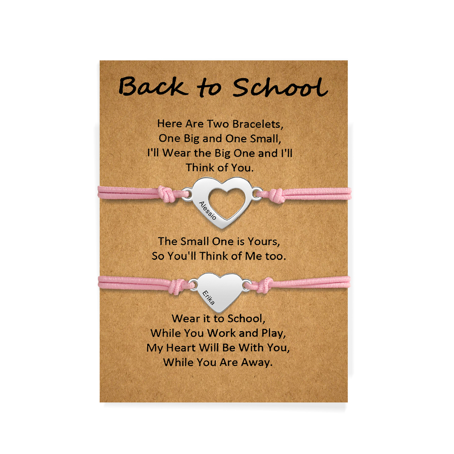 Personalized Name Leather Stainless Steel Bracelet, Back To School Gift For Daughter