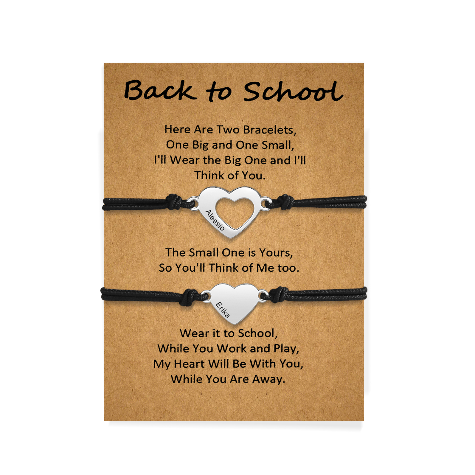 Personalized Name Leather Stainless Steel Bracelet, Back To School Gift For Daughter