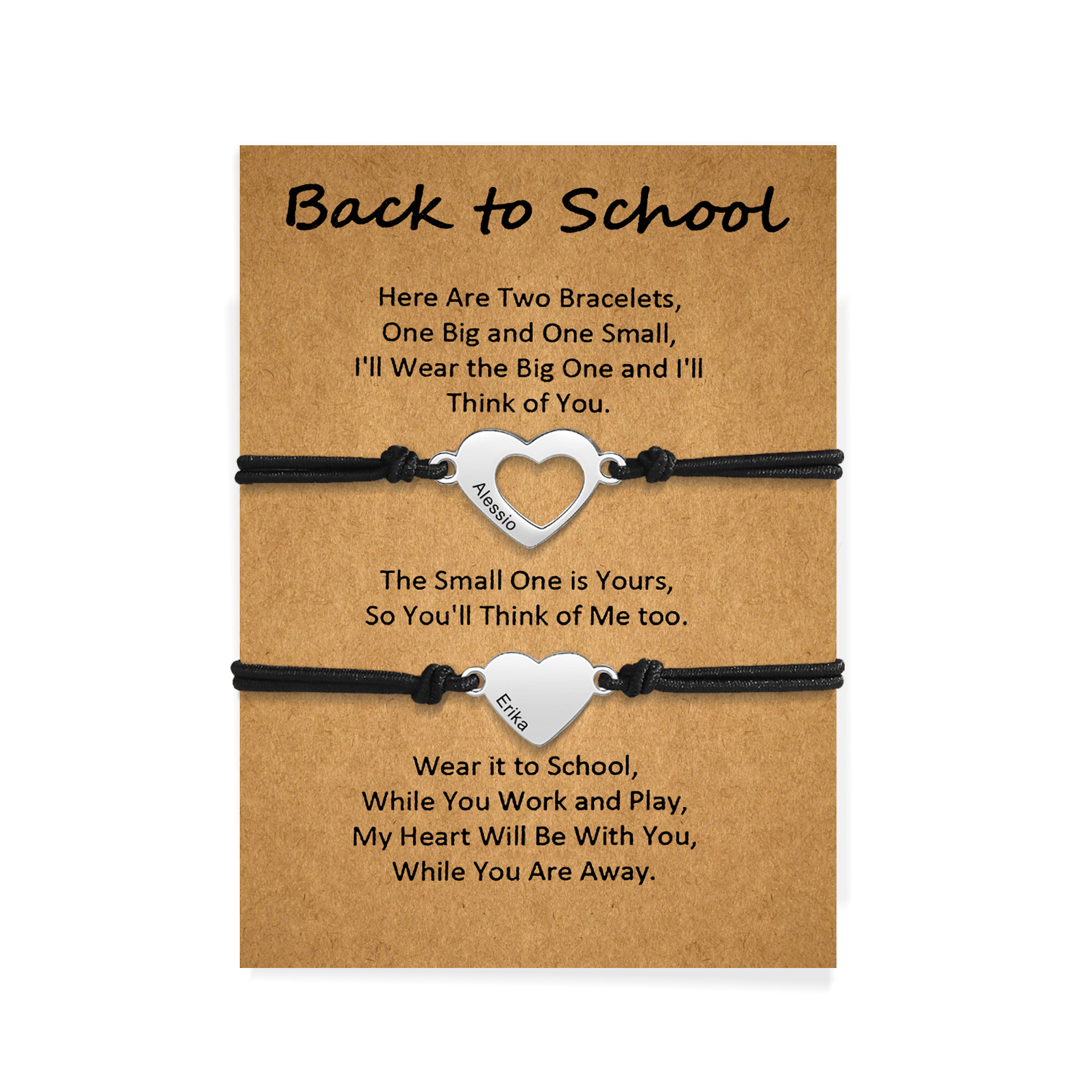 Personalized Name Leather Stainless Steel Bracelet, Back To School Gift For Daughter