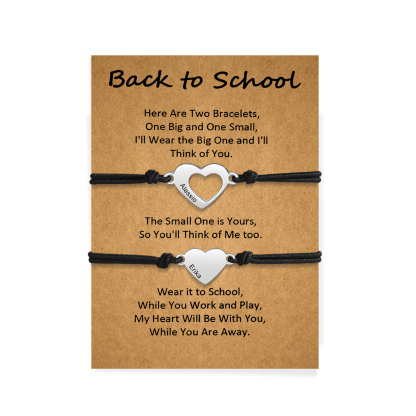 Personalized Name Leather Stainless Steel Bracelet, Back To School Gift For Daughter