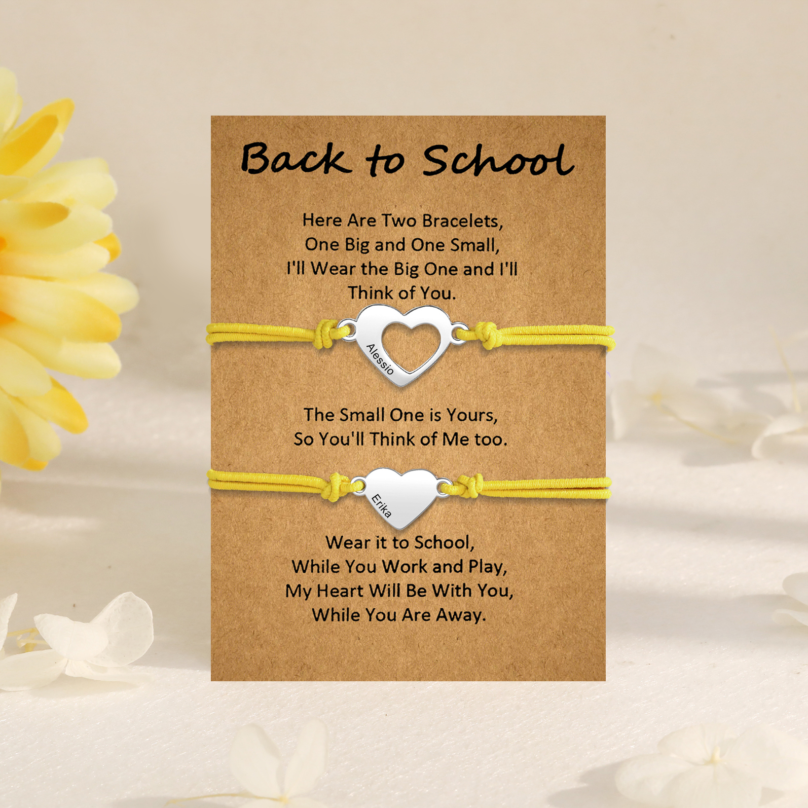 Personalized Name Leather Stainless Steel Bracelet, Back To School Gift For Daughter