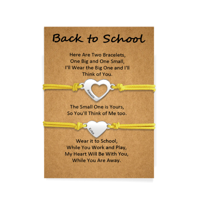 Personalized Name Leather Stainless Steel Bracelet, Back To School Gift For Daughter