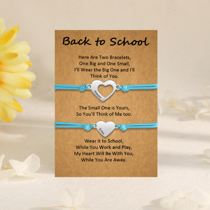 Personalized Name Leather Stainless Steel Bracelet, Back To School Gift For Daughter