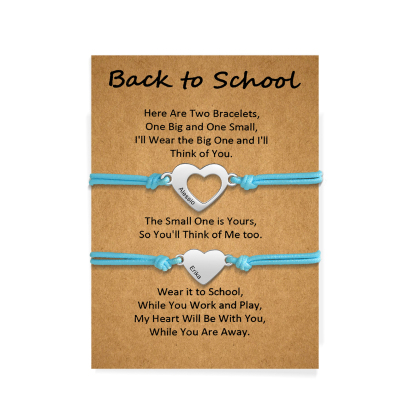 Personalized Name Leather Stainless Steel Bracelet, Back To School Gift For Daughter