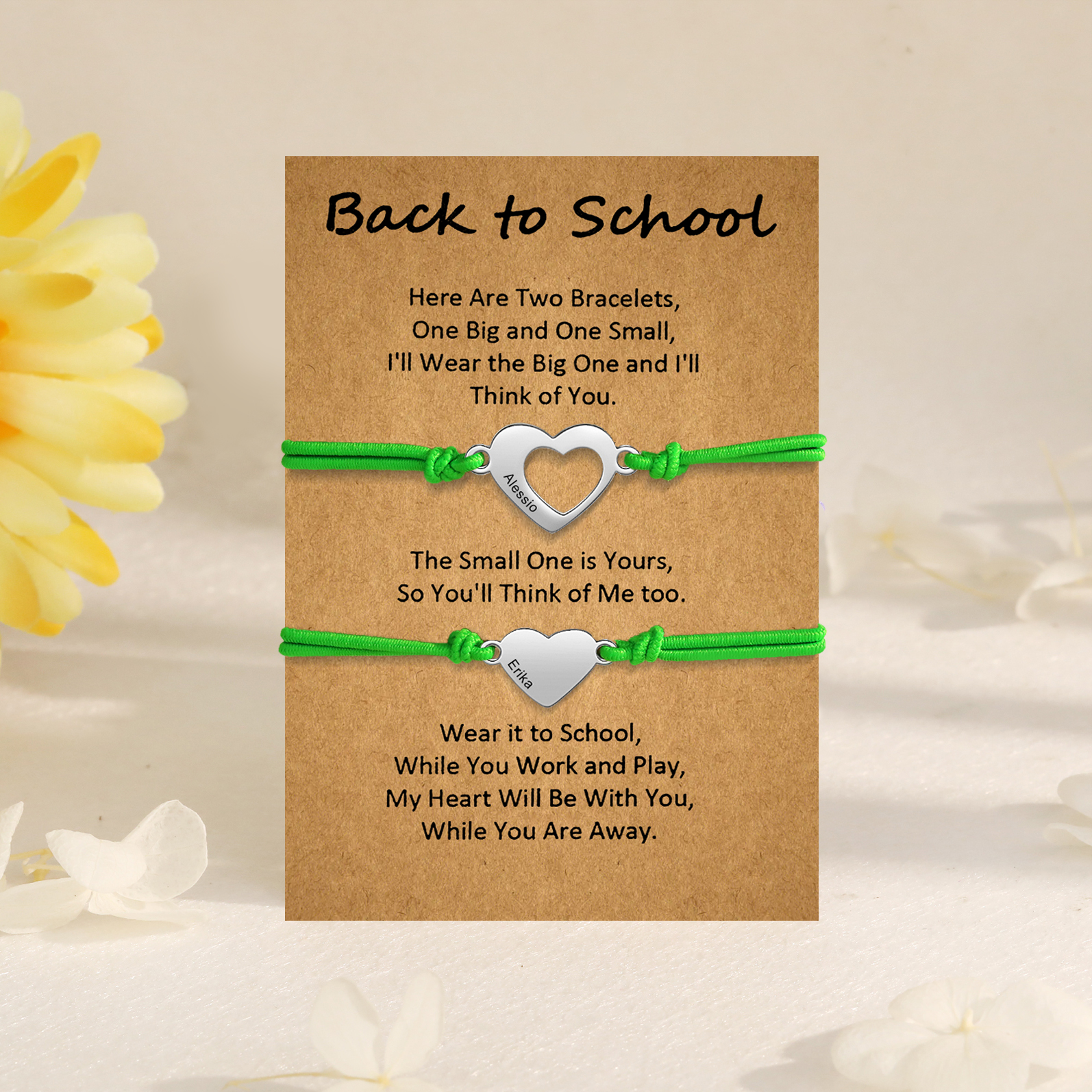 Personalized Name Leather Stainless Steel Bracelet, Back To School Gift For Daughter