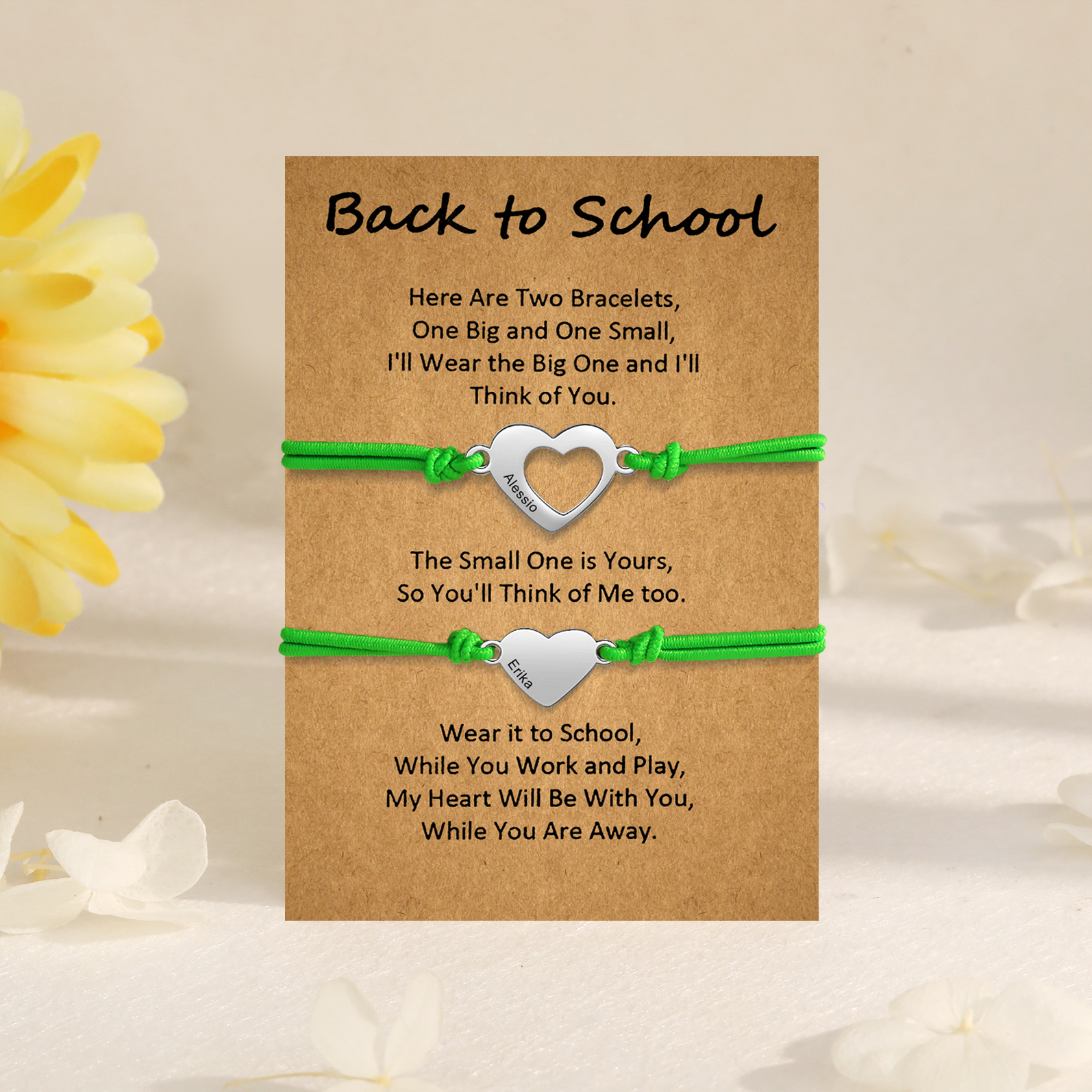 Personalized Name Leather Stainless Steel Bracelet, Back To School Gift For Daughter