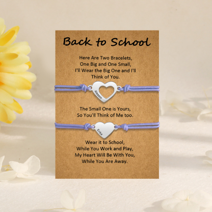 Personalized Name Leather Stainless Steel Bracelet, Back To School Gift For Daughter